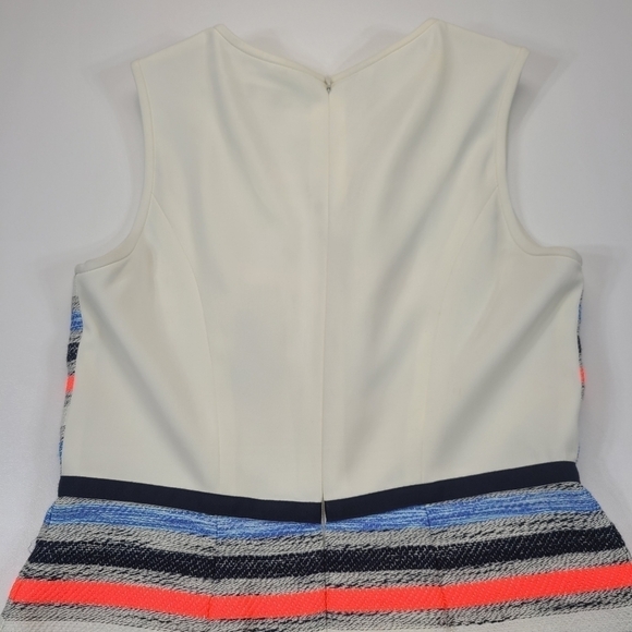 Shoshanna Simone Dress Stripe Fit & Flare Sleeveless Textured Linen Blend Mini 2 - Picture 7 of 15